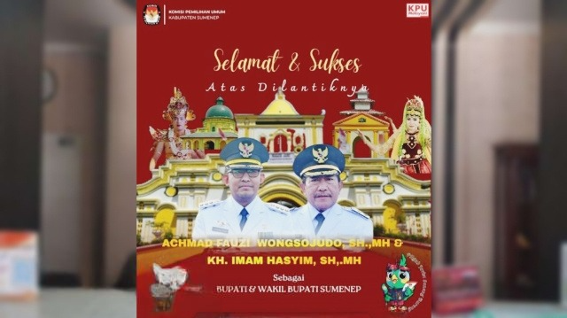 Flyer ucapan selamat KPU Sumenep atas Pelantikan Bupati dan Wakil Bupati 2025-2030. (salamnews.id/istimewa)